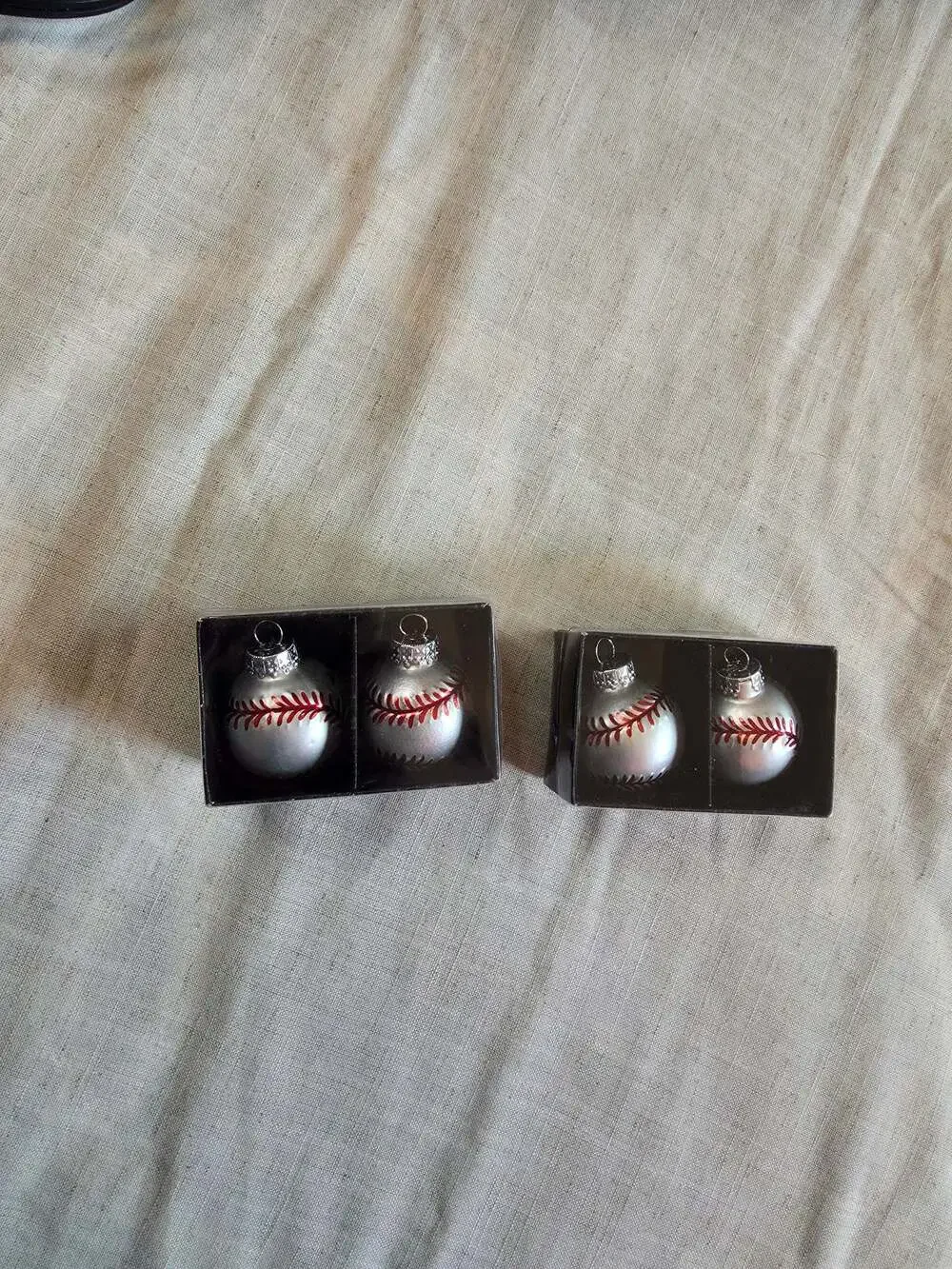 Michaels Holiday Lodge Baseball Christmas Ornaments 2pc Set x 2 boxes